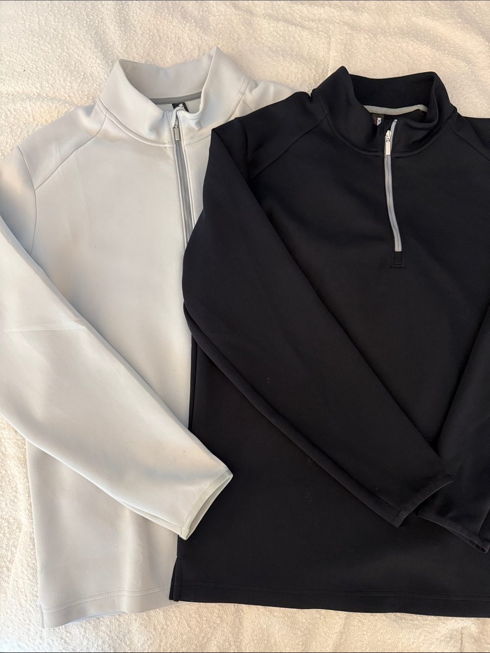 Men's 1/4 Zip Pullover Sweater - Black and Light Gray